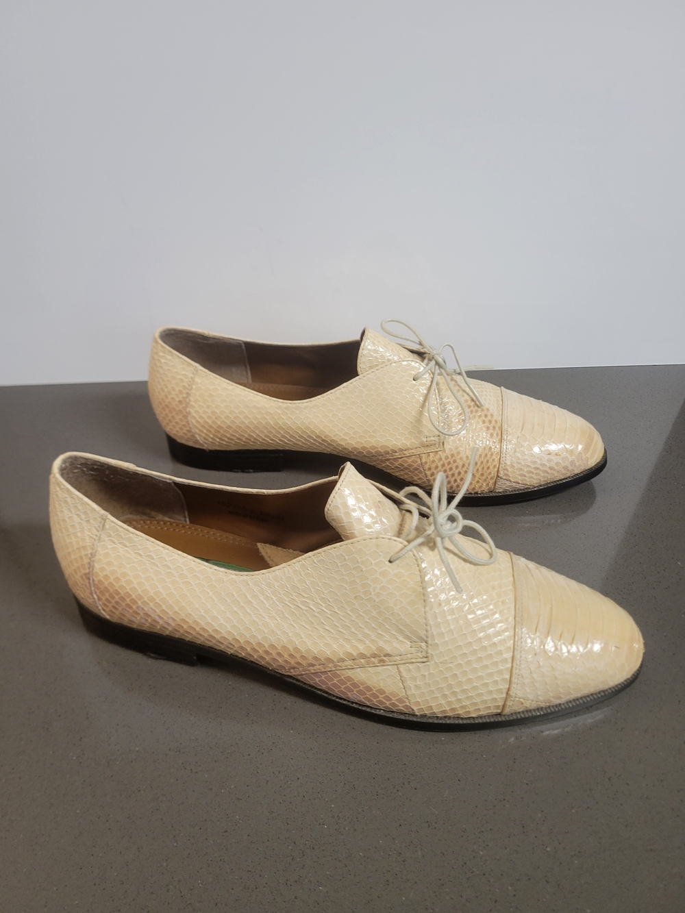 Rare Vintage Giorgio Brutini Genuine Snakeskin Cap-Toe Oxfords – Men's Size 10.5